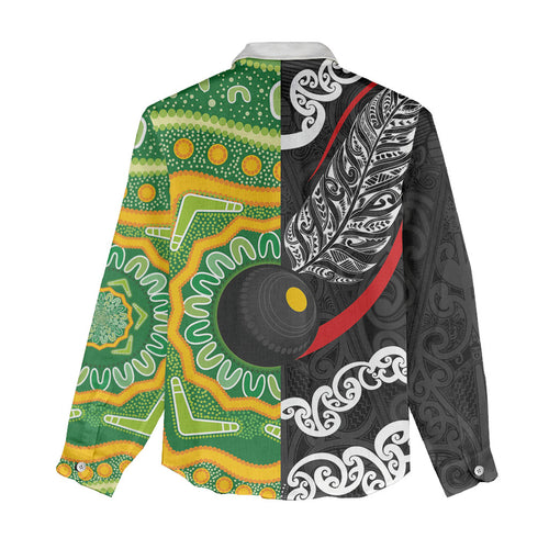 Personalised Aotearoa and Australia Lawn Bowls Women Casual Shirt Maori Fern and Aboriginal Pattern