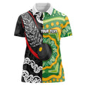 Personalised Aotearoa and Australia Lawn Bowls Women Polo Shirt Maori Fern and Aboriginal Pattern