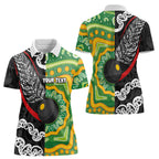 Personalised Aotearoa and Australia Lawn Bowls Women Polo Shirt Maori Fern and Aboriginal Pattern