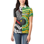 Personalised Aotearoa and Australia Lawn Bowls Women Polo Shirt Maori Fern and Aboriginal Pattern