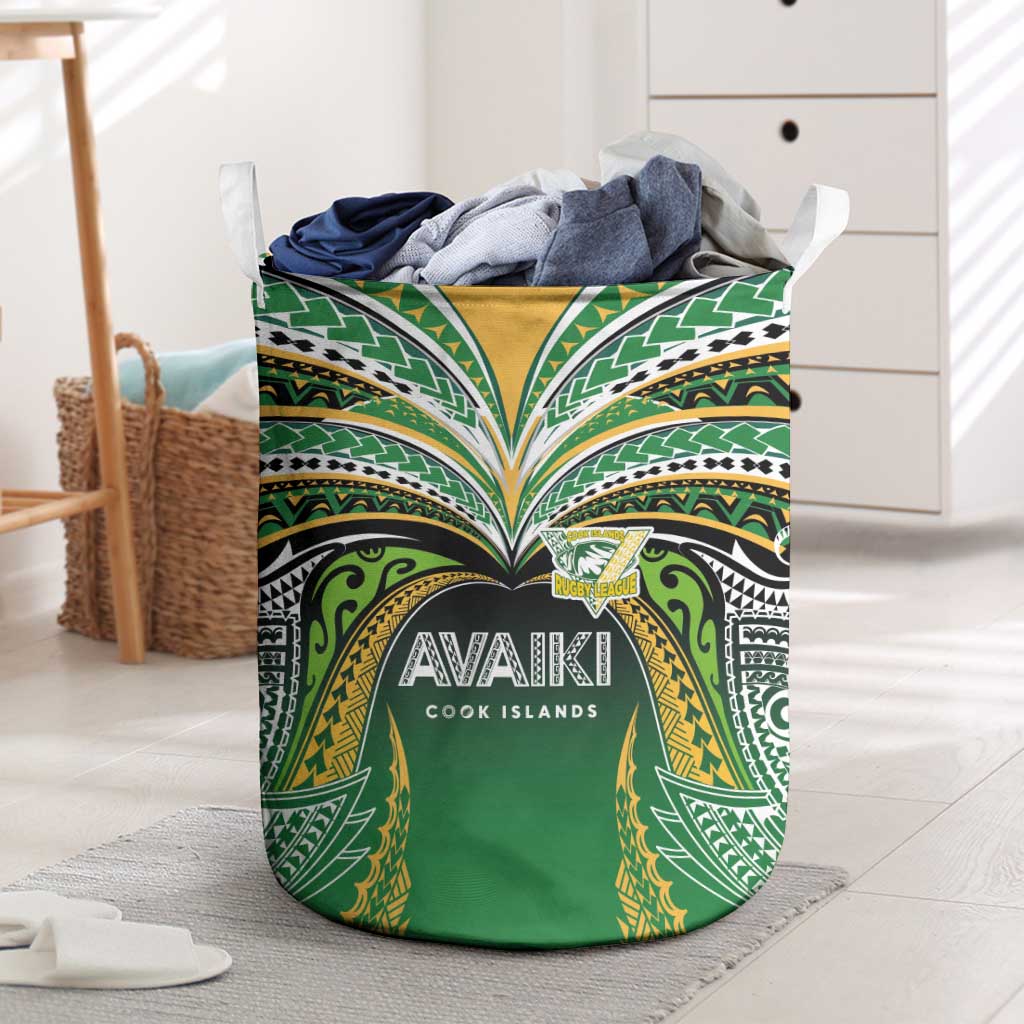 Cook Islands Rugby League Laundry Basket Avaiki Tatau Tribal Motifs Black Color - Aussie Hoodie