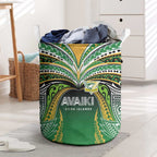 Cook Islands Rugby League Laundry Basket Avaiki Tatau Tribal Motifs Black Color - Aussie Hoodie