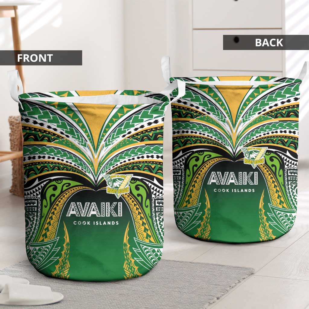 Cook Islands Rugby League Laundry Basket Avaiki Tatau Tribal Motifs Black Color - Aussie Hoodie