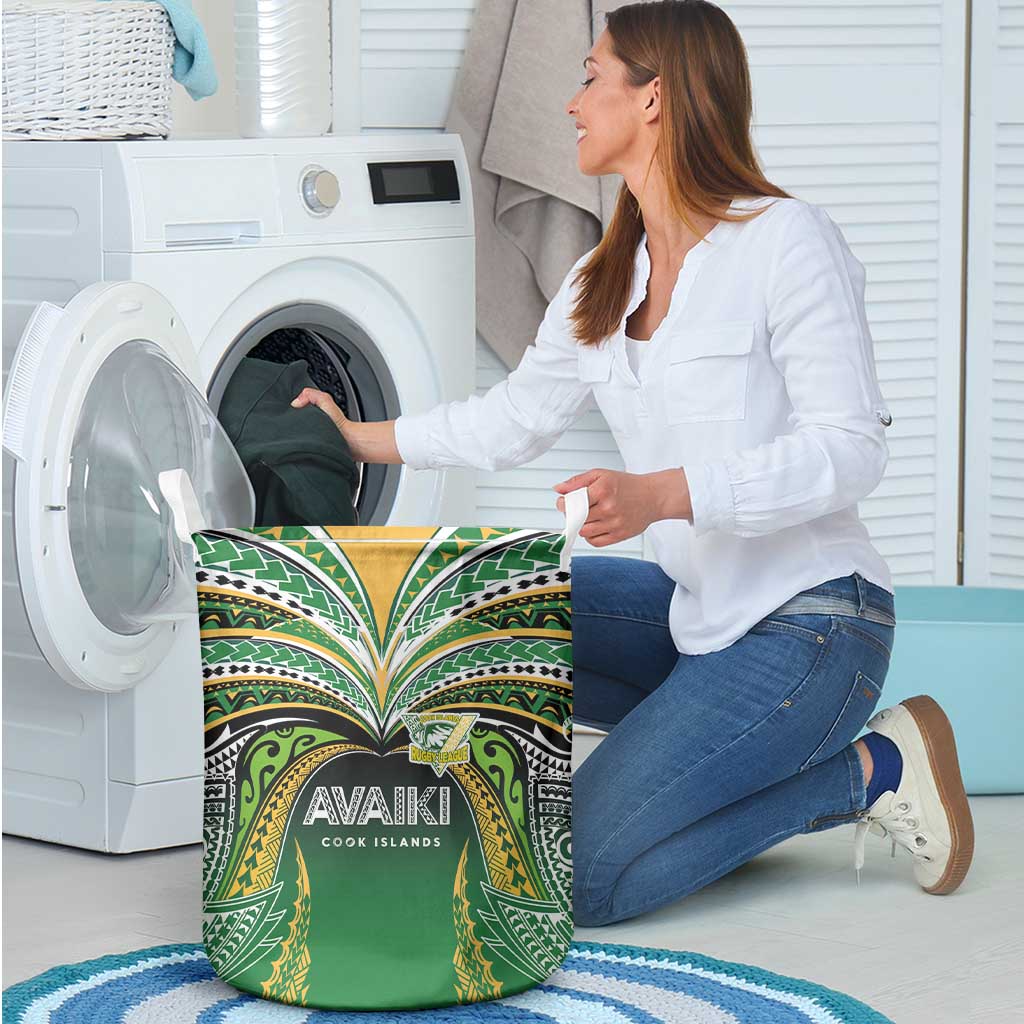 Cook Islands Rugby League Laundry Basket Avaiki Tatau Tribal Motifs Black Color - Aussie Hoodie