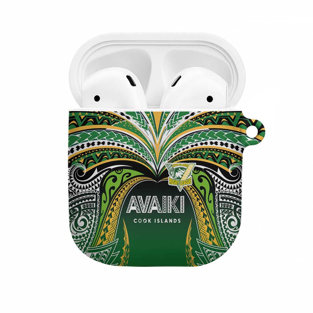 Cook Islands Rugby League AirPods Case Avaiki Tatau Tribal Motifs Black Color - Aussie Hoodie