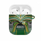 Cook Islands Rugby League AirPods Case Avaiki Tatau Tribal Motifs Black Color - Aussie Hoodie