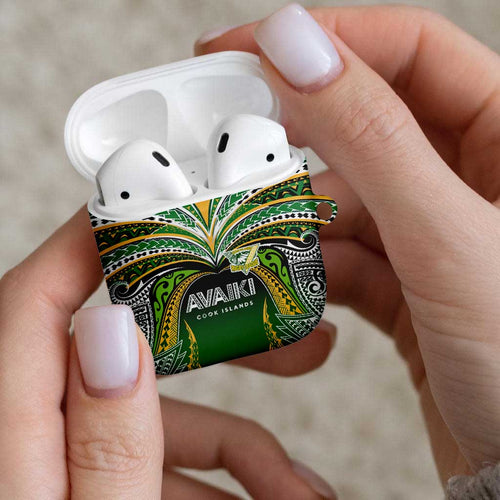 Cook Islands Rugby League AirPods Case Avaiki Tatau Tribal Motifs Black Color - Aussie Hoodie