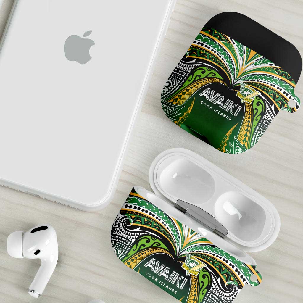 Cook Islands Rugby League AirPods Case Avaiki Tatau Tribal Motifs Black Color - Aussie Hoodie