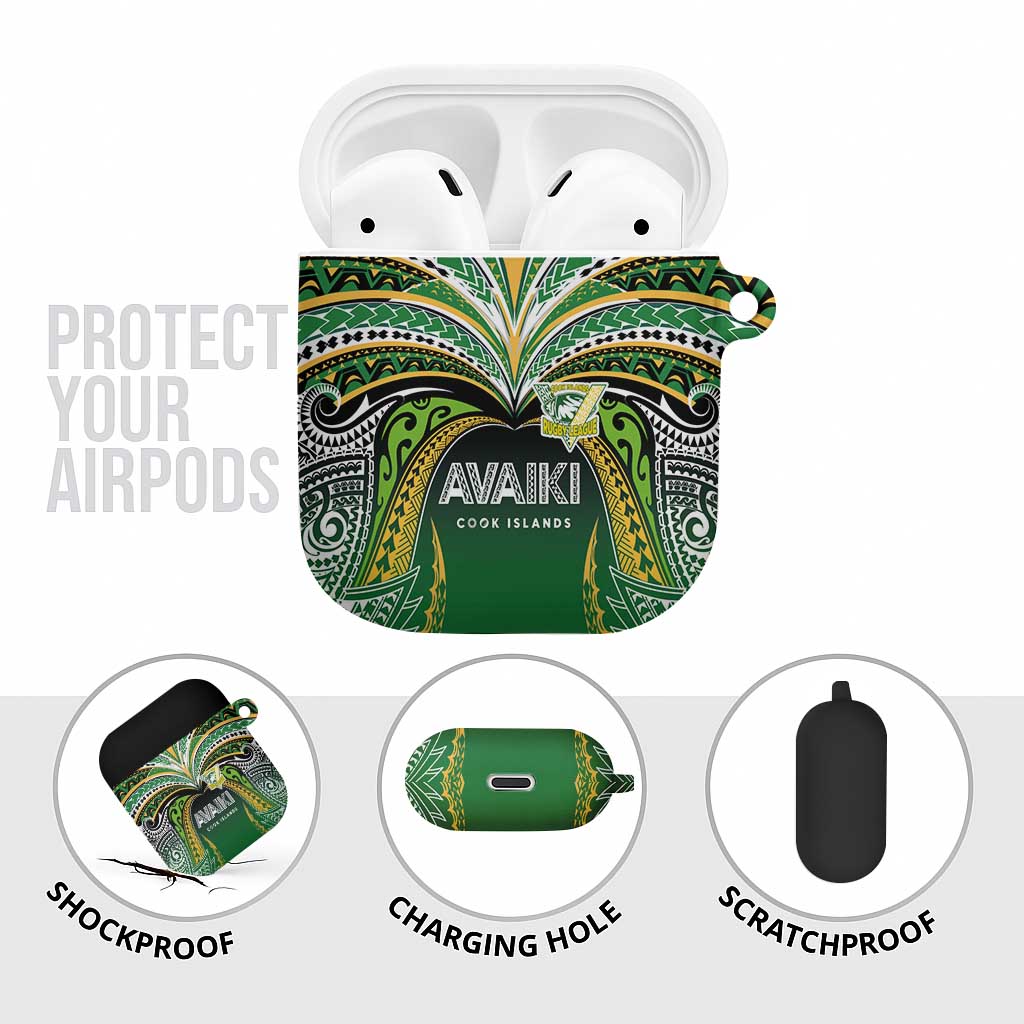 Cook Islands Rugby League AirPods Case Avaiki Tatau Tribal Motifs Black Color - Aussie Hoodie