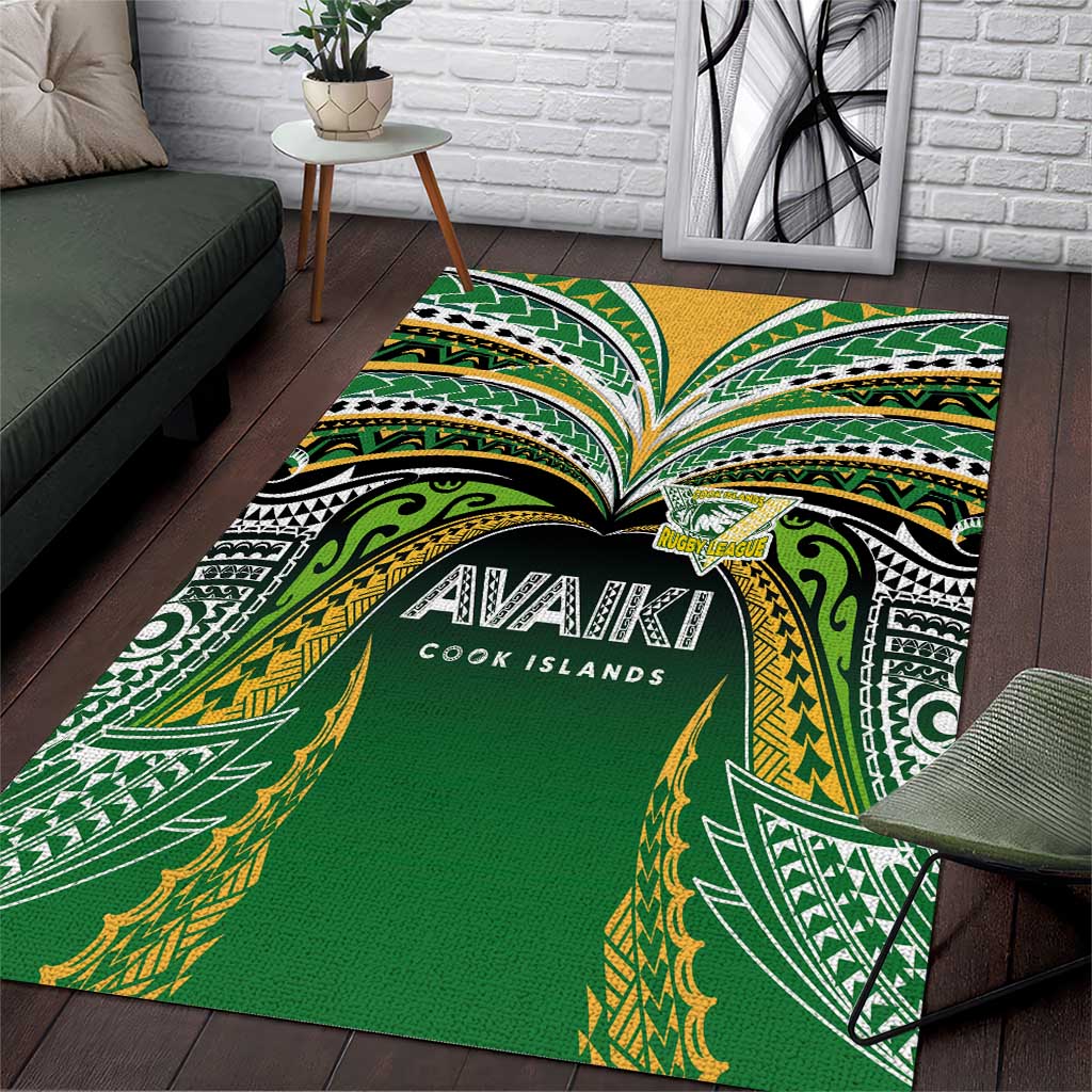 Cook Islands Rugby League Area Rug Avaiki Tatau Tribal Motifs Black Color - Aussie Hoodie