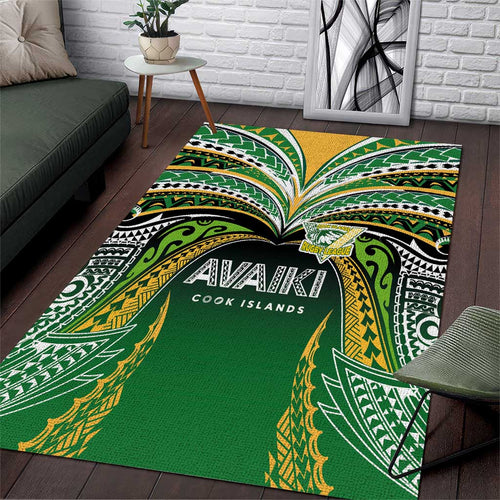 Cook Islands Rugby League Area Rug Avaiki Tatau Tribal Motifs Black Color - Aussie Hoodie