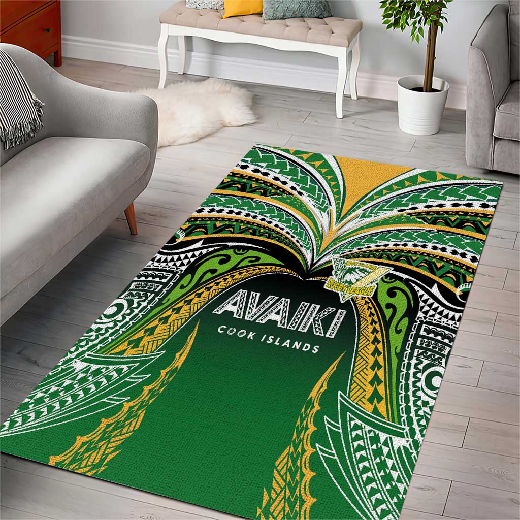 Cook Islands Rugby League Area Rug Avaiki Tatau Tribal Motifs Black Color - Aussie Hoodie