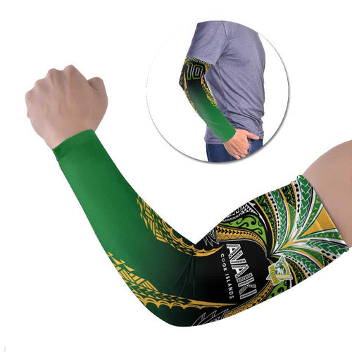Custom Cook Islands Rugby League Arm Sleeves Avaiki Tatau Tribal Motifs Black Color - Aussie Hoodie