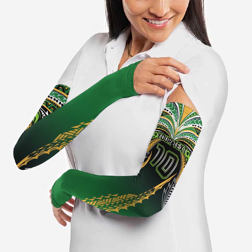 Custom Cook Islands Rugby League Arm Sleeves Avaiki Tatau Tribal Motifs Black Color - Aussie Hoodie