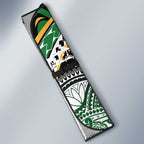 Cook Islands Rugby League Auto Sun Shade Avaiki Tatau Tribal Motifs Black Color - Aussie Hoodie