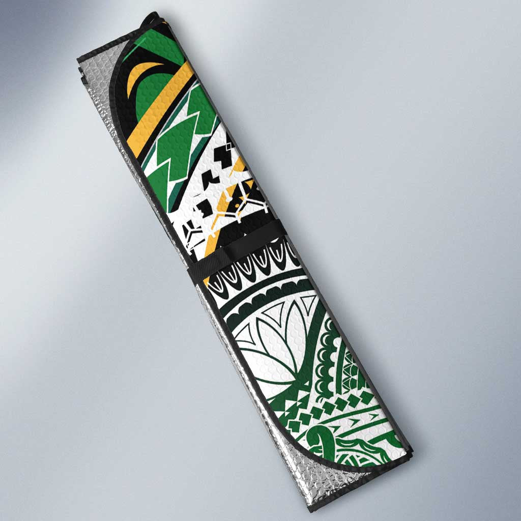 Cook Islands Rugby League Auto Sun Shade Avaiki Tatau Tribal Motifs Black Color - Aussie Hoodie