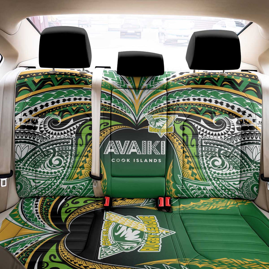 Cook Islands Rugby League Back Car Seat Cover Avaiki Tatau Tribal Motifs Black Color - Aussie Hoodie