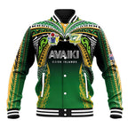 Custom Cook Islands Rugby League Baseball Jacket Avaiki Tatau Tribal Motifs Black Color - Aussie Hoodie