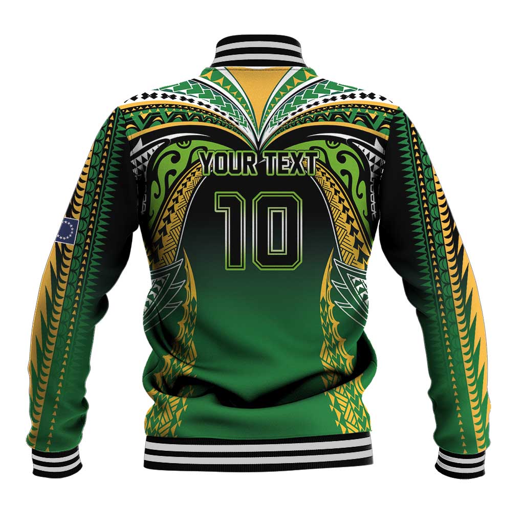 Custom Cook Islands Rugby League Baseball Jacket Avaiki Tatau Tribal Motifs Black Color - Aussie Hoodie