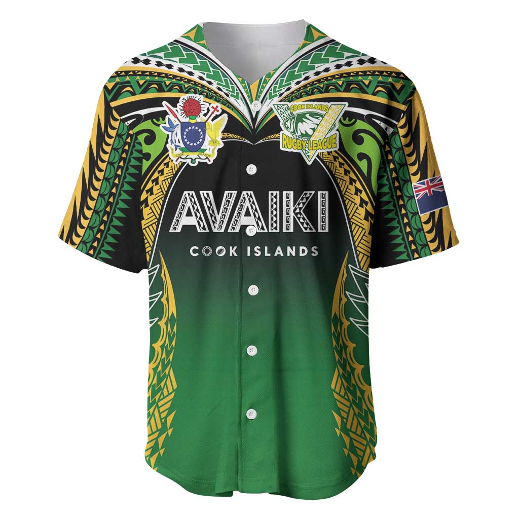 Custom Cook Islands Rugby League Baseball Jersey Avaiki Tatau Tribal Motifs Black Color - Aussie Hoodie