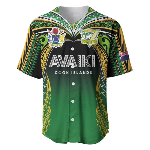 Custom Cook Islands Rugby League Baseball Jersey Avaiki Tatau Tribal Motifs Black Color - Aussie Hoodie
