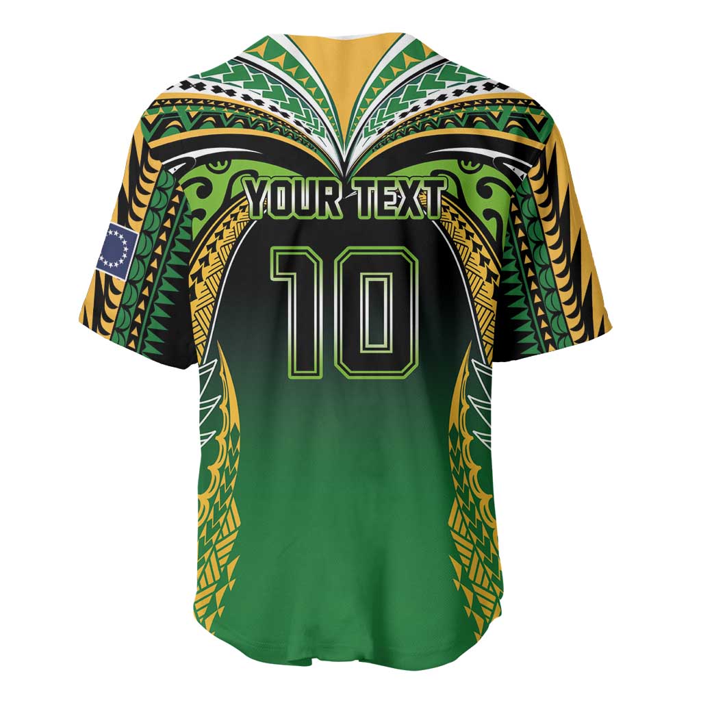 Custom Cook Islands Rugby League Baseball Jersey Avaiki Tatau Tribal Motifs Black Color - Aussie Hoodie