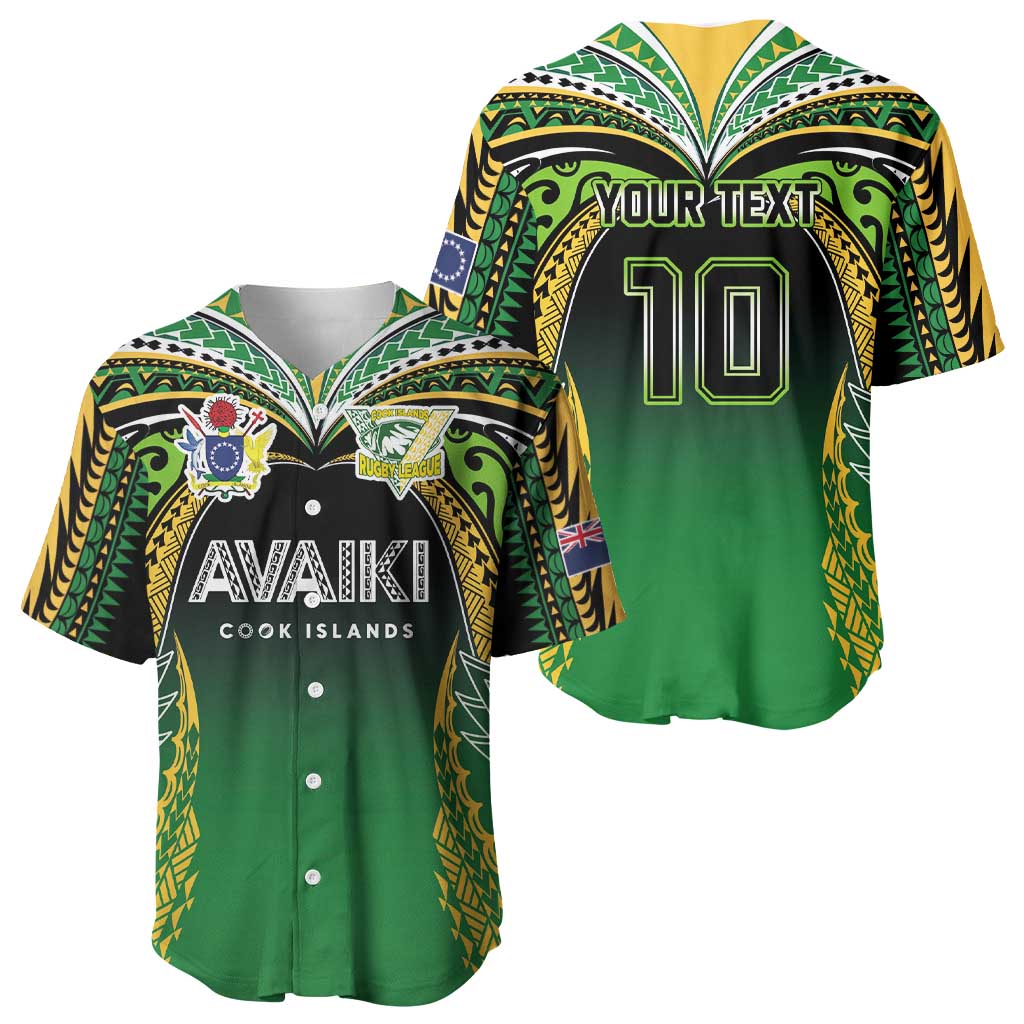 Custom Cook Islands Rugby League Baseball Jersey Avaiki Tatau Tribal Motifs Black Color - Aussie Hoodie