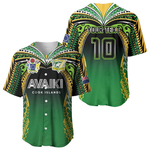 Custom Cook Islands Rugby League Baseball Jersey Avaiki Tatau Tribal Motifs Black Color - Aussie Hoodie