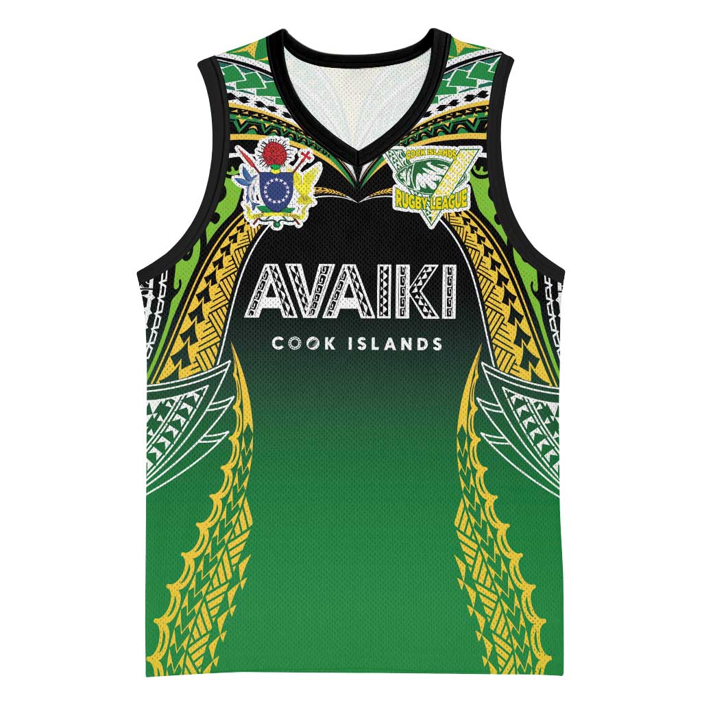 Custom Cook Islands Rugby League Basketball Jersey Avaiki Tatau Tribal Motifs Black Color - Aussie Hoodie