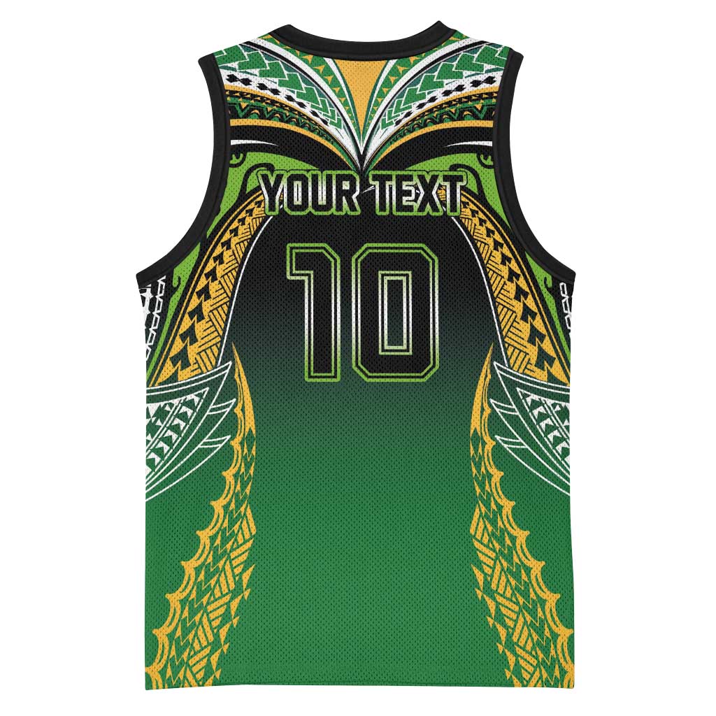 Custom Cook Islands Rugby League Basketball Jersey Avaiki Tatau Tribal Motifs Black Color - Aussie Hoodie