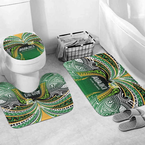 Cook Islands Rugby League Bathroom Set Avaiki Tatau Tribal Motifs Black Color - Aussie Hoodie