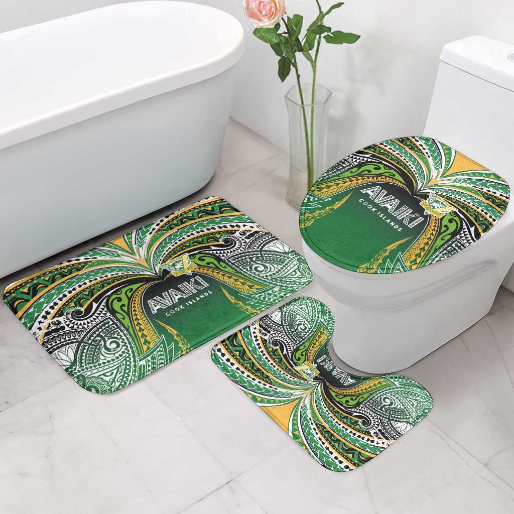 Cook Islands Rugby League Bathroom Set Avaiki Tatau Tribal Motifs Black Color - Aussie Hoodie