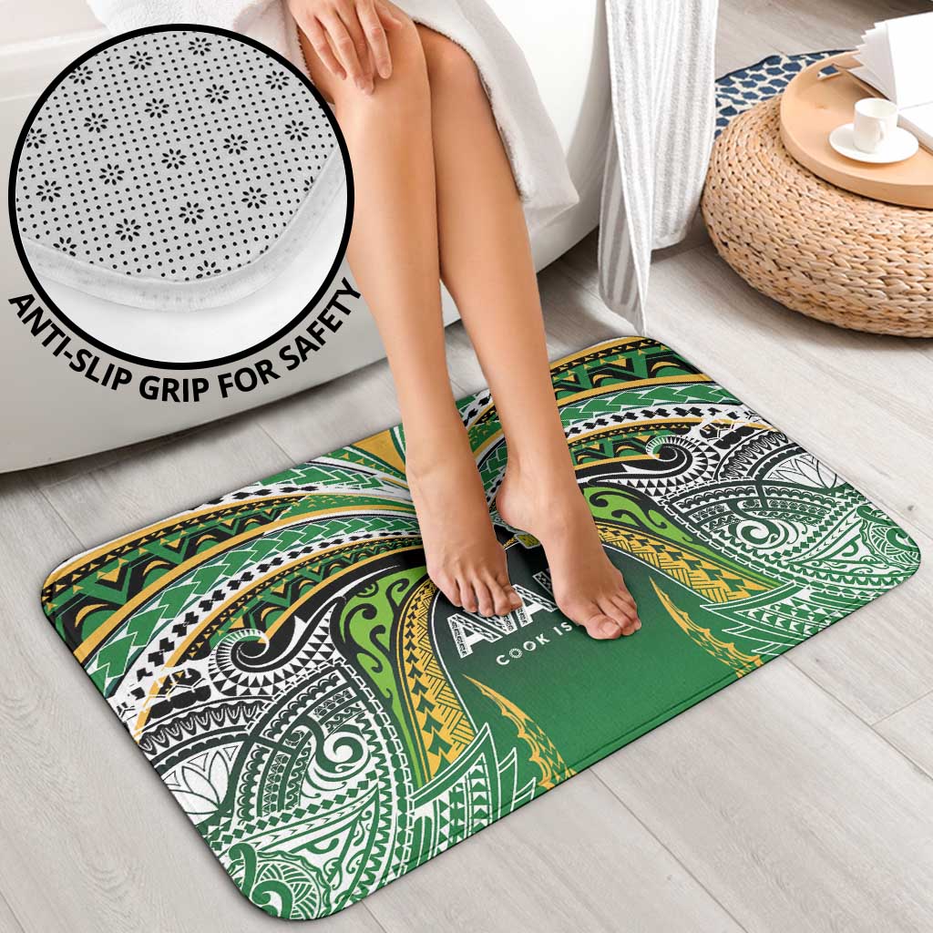 Cook Islands Rugby League Bathroom Set Avaiki Tatau Tribal Motifs Black Color - Aussie Hoodie