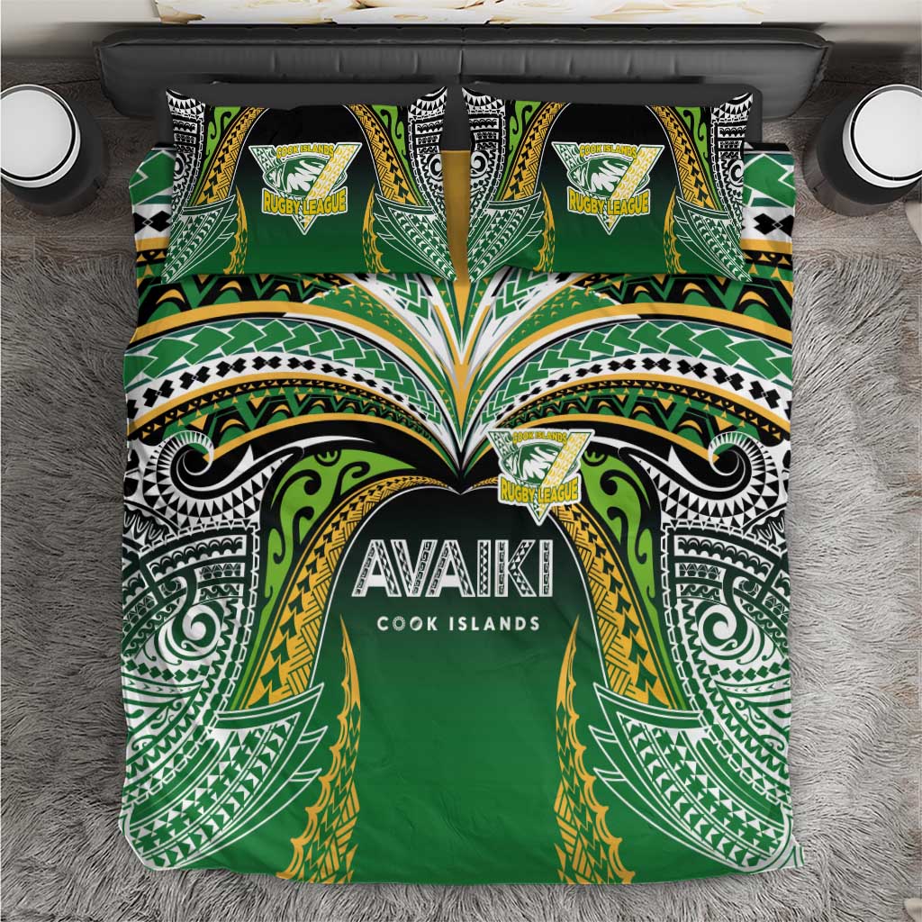 Cook Islands Rugby League Bedding Set Avaiki Tatau Tribal Motifs Black Color - Aussie Hoodie