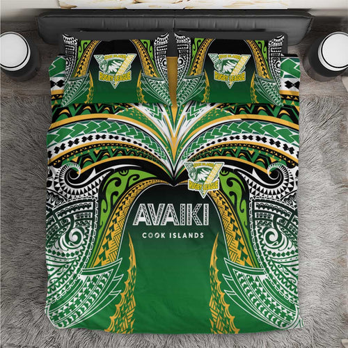 Cook Islands Rugby League Bedding Set Avaiki Tatau Tribal Motifs Black Color - Aussie Hoodie