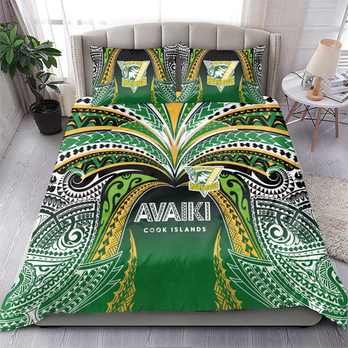 Cook Islands Rugby League Bedding Set Avaiki Tatau Tribal Motifs Black Color - Aussie Hoodie