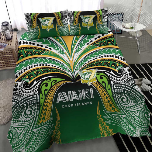 Cook Islands Rugby League Bedding Set Avaiki Tatau Tribal Motifs Black Color - Aussie Hoodie
