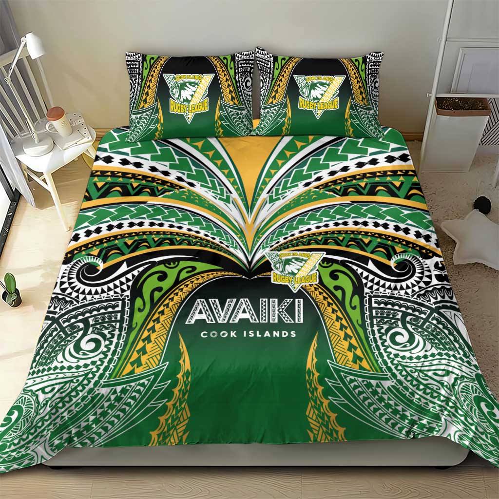 Cook Islands Rugby League Bedding Set Avaiki Tatau Tribal Motifs Black Color - Aussie Hoodie