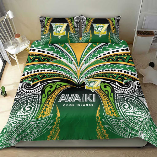 Cook Islands Rugby League Bedding Set Avaiki Tatau Tribal Motifs Black Color - Aussie Hoodie