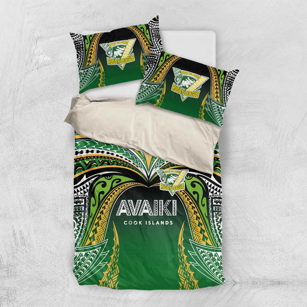 Cook Islands Rugby League Bedding Set Avaiki Tatau Tribal Motifs Black Color - Aussie Hoodie
