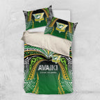 Cook Islands Rugby League Bedding Set Avaiki Tatau Tribal Motifs Black Color - Aussie Hoodie