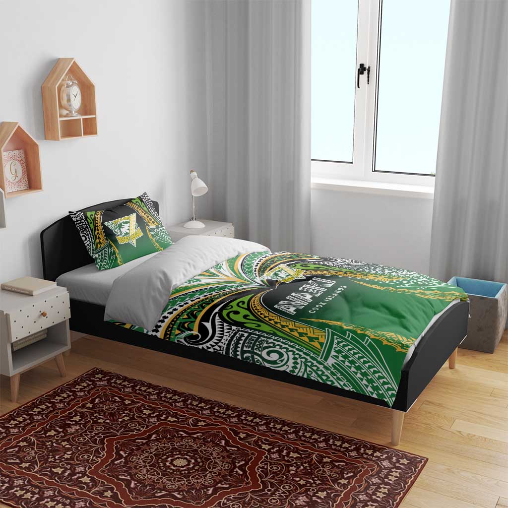 Cook Islands Rugby League Bedding Set Avaiki Tatau Tribal Motifs Black Color - Aussie Hoodie