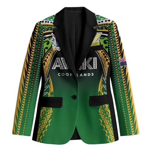 Custom Cook Islands Rugby League Blazer Avaiki Tatau Tribal Motifs Black Color - Aussie Hoodie