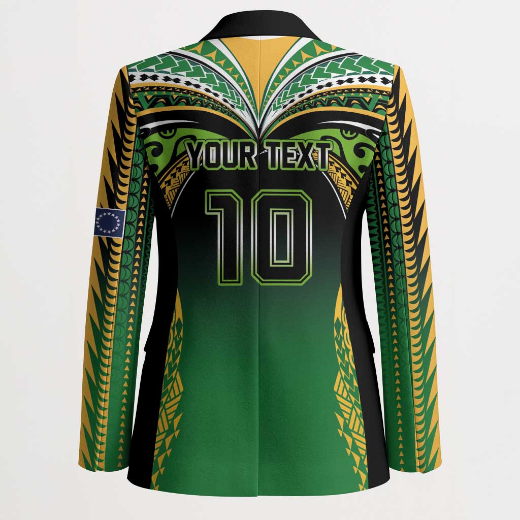Custom Cook Islands Rugby League Blazer Avaiki Tatau Tribal Motifs Black Color - Aussie Hoodie
