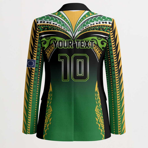 Custom Cook Islands Rugby League Blazer Avaiki Tatau Tribal Motifs Black Color - Aussie Hoodie