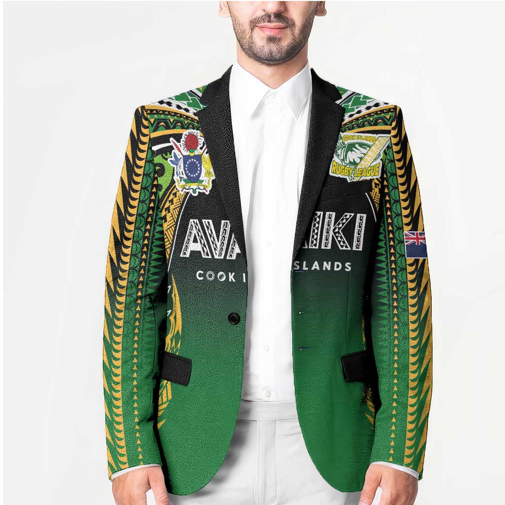 Custom Cook Islands Rugby League Blazer Avaiki Tatau Tribal Motifs Black Color - Aussie Hoodie