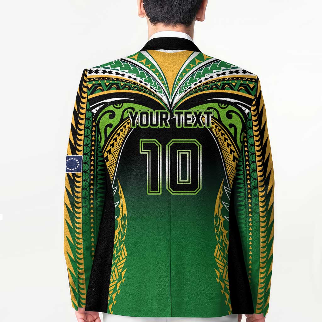 Custom Cook Islands Rugby League Blazer Avaiki Tatau Tribal Motifs Black Color - Aussie Hoodie