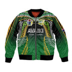 Custom Cook Islands Rugby League Bomber Jacket Avaiki Tatau Tribal Motifs Black Color - Aussie Hoodie