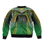 Custom Cook Islands Rugby League Bomber Jacket Avaiki Tatau Tribal Motifs Black Color - Aussie Hoodie