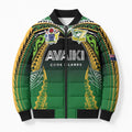 Custom Cook Islands Rugby League Bomber Puffer Jacket Avaiki Tatau Tribal Motifs Black Color - Aussie Hoodie